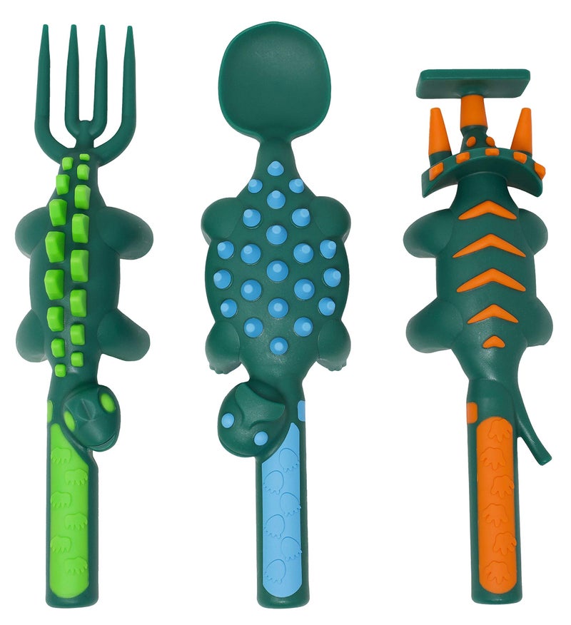 Constructive Eating - Toddler Dinosaur Utensils Made in USA - Silverware for Toddlers - Utensils for Kids - Constructive Eating Utensil Set - Image 2